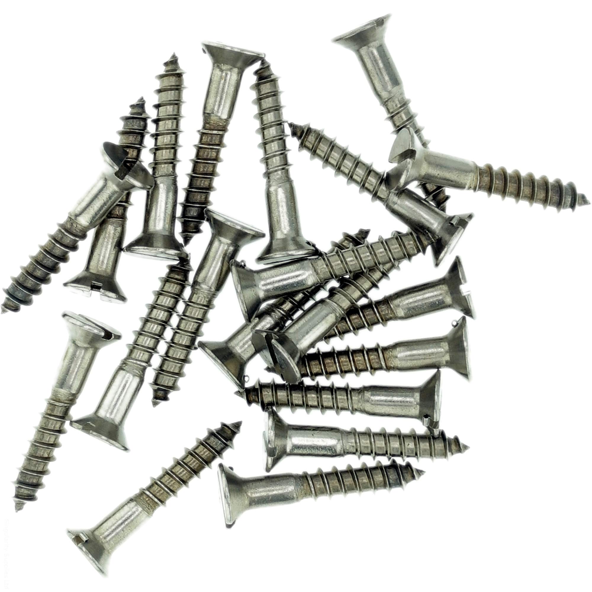 Singularity Supplies No.8 X 1.78 (4.0Mm X 45Mm) Slot Countersunk Wood Screw - Stainless Steel (A2) (Pack Of 20)