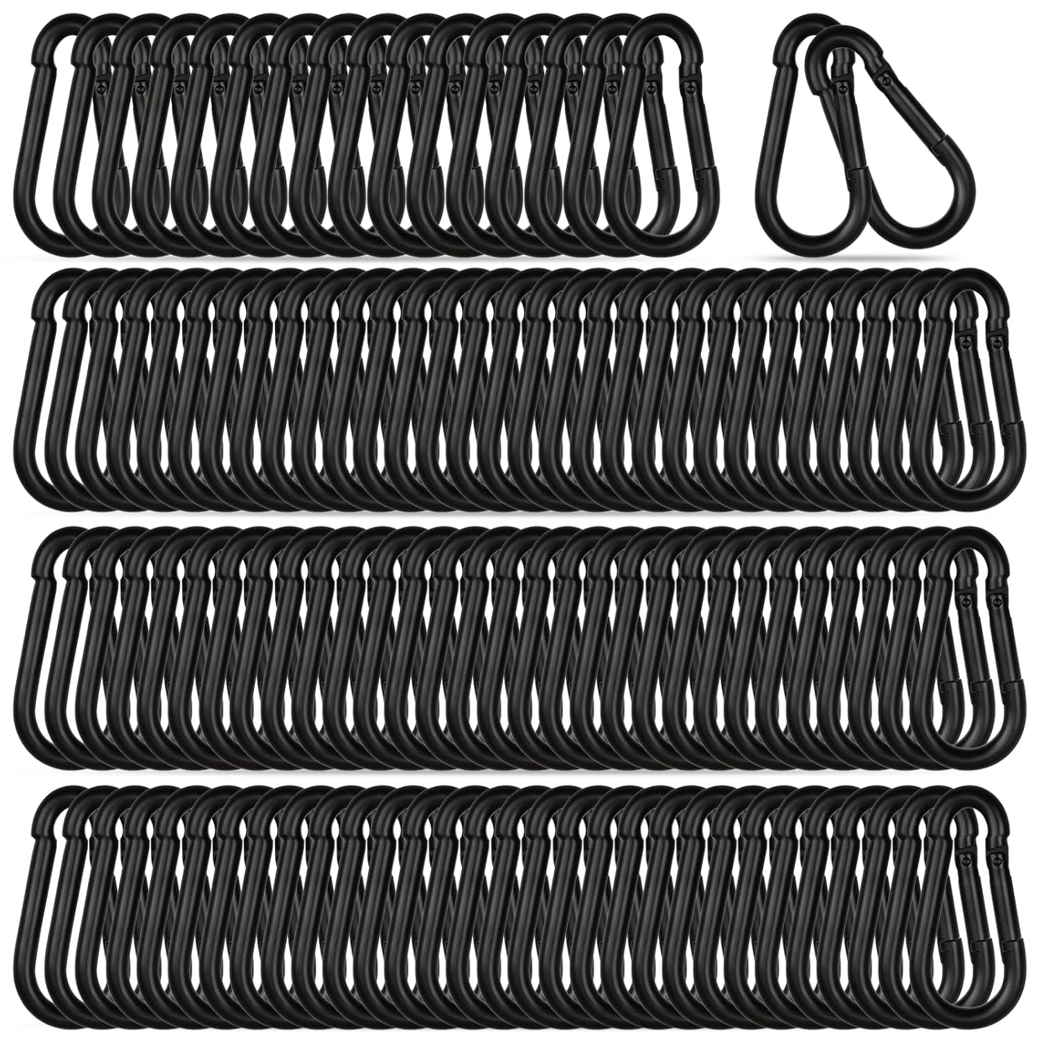 120PCS M5 Heavy Duty Carabiner Clip, 2Inch Snap Hook Quick Link Small Carabiner Clips,Spring Link Buckle for Fishing Camping Hammock Dog Leashes-220LBS Holding Capacity (Black)