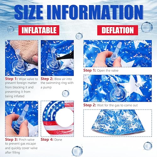 Miniatura 4 de Zhanmai Flotador inflable patriótico para piscina, diseño de bandera de Estados Unidos, flotadores de anillo de natación de agua, tubo inflable