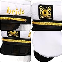 Vista 8 de Sombrero de capitán de novia marinero, sombrero de capitán de novia con velo, sombrero de despedida de soltera, sombrero de fiesta nupcial de boda