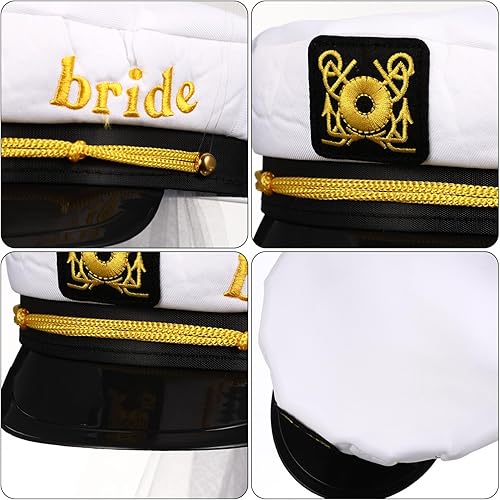 Miniatura 8 de Sombrero de capitán de novia marinero, sombrero de capitán de novia con velo, sombrero de despedida de soltera, sombrero de fiesta nupcial de boda,