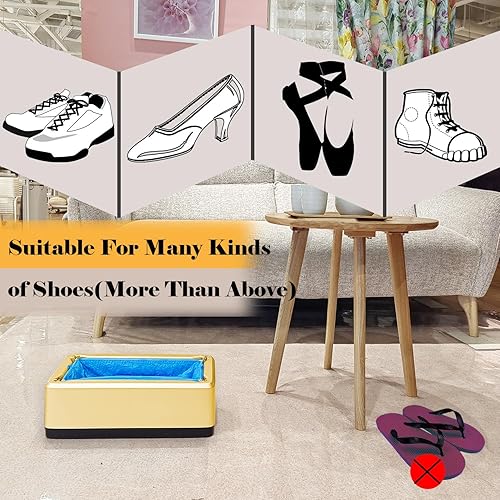 Miniatura 5 de Dispensador de fundas para zapatos, juego automático de cubiertas de zapatos con 100 fundas de plástico impermeables para zapatos, cubiertas