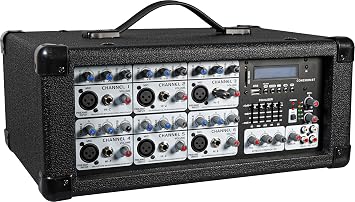 Soundlab Powered Music Mixer Amplifier 120W With 6 Channels and Graphic Media Player and Effects
