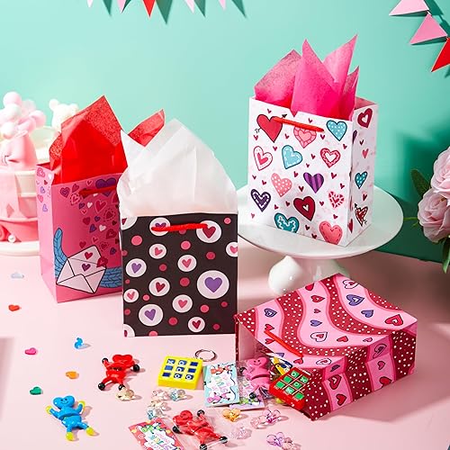 Miniatura 7 de JOYIN 12 bolsas de regalo de papel para el día de San Valentín con pañuelo, bolsas de papel kraft para regalos divertidos, novedad, intercambio de