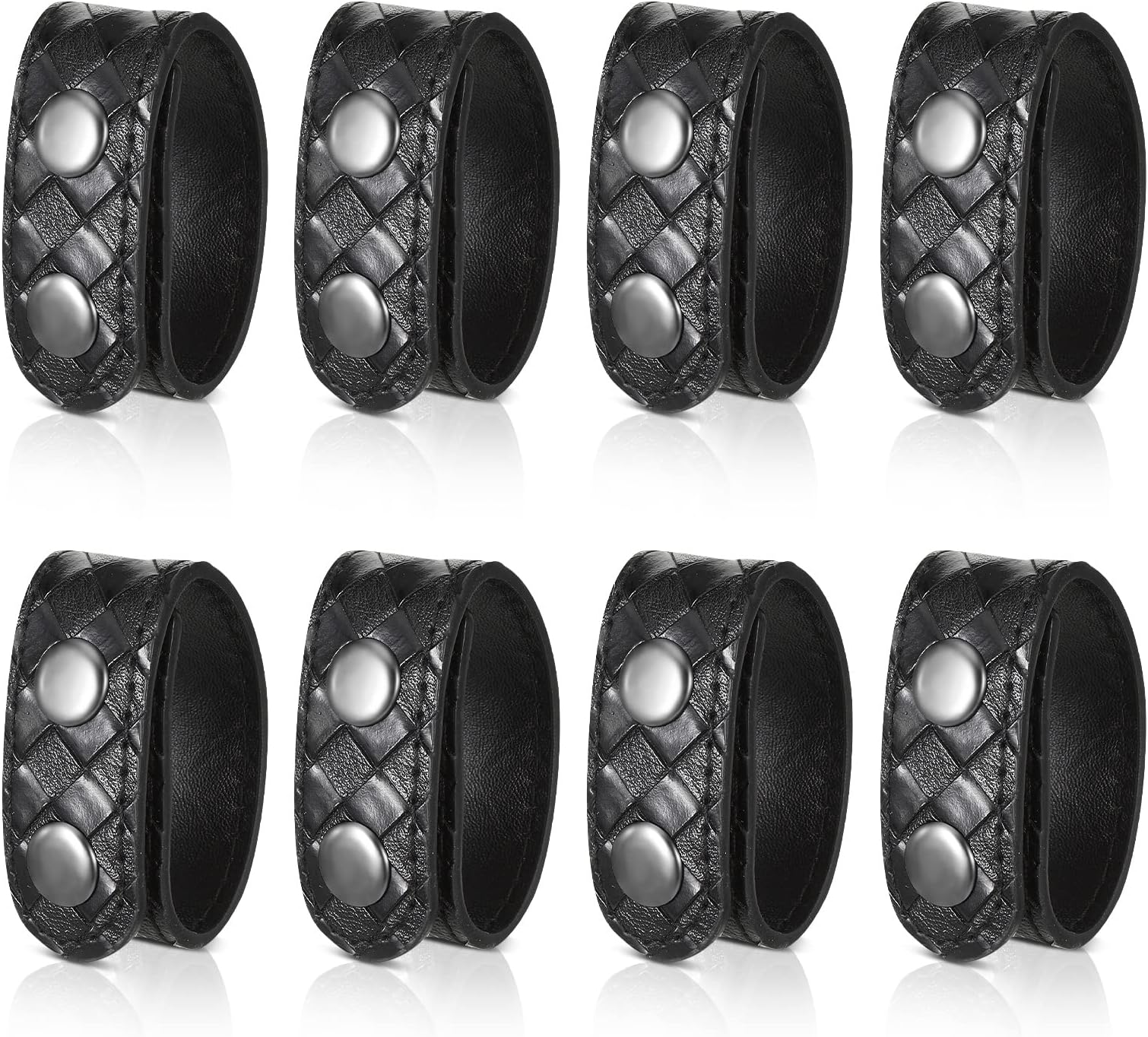 Handepo 8 Pcs Belt Keepers for Duty Belt, 2 1/4'' Duty Belt Keepers Leather Belt Keepers Basket Weave Belt Keepers with Double Snaps for Police Equipment Accessories