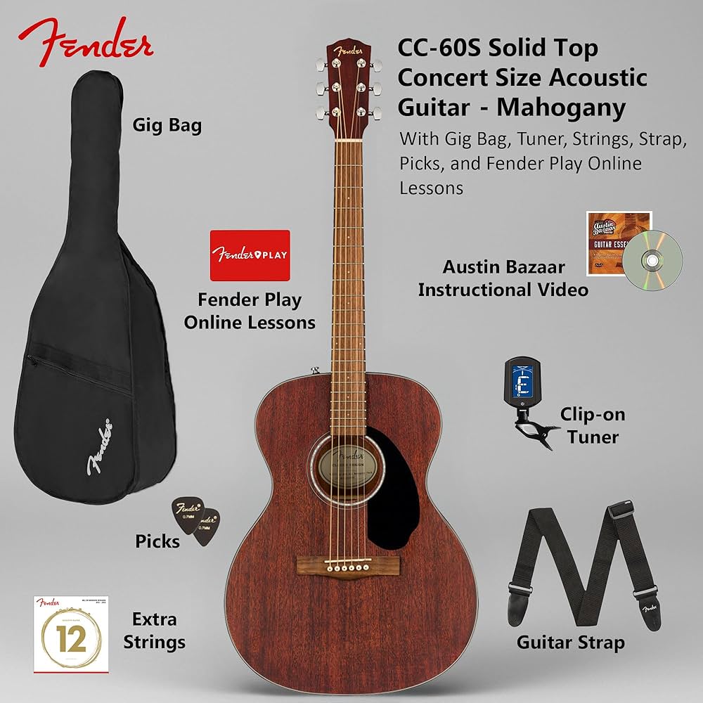 Fender CC-60S Solid Top Concert Acoustic Guitar - All