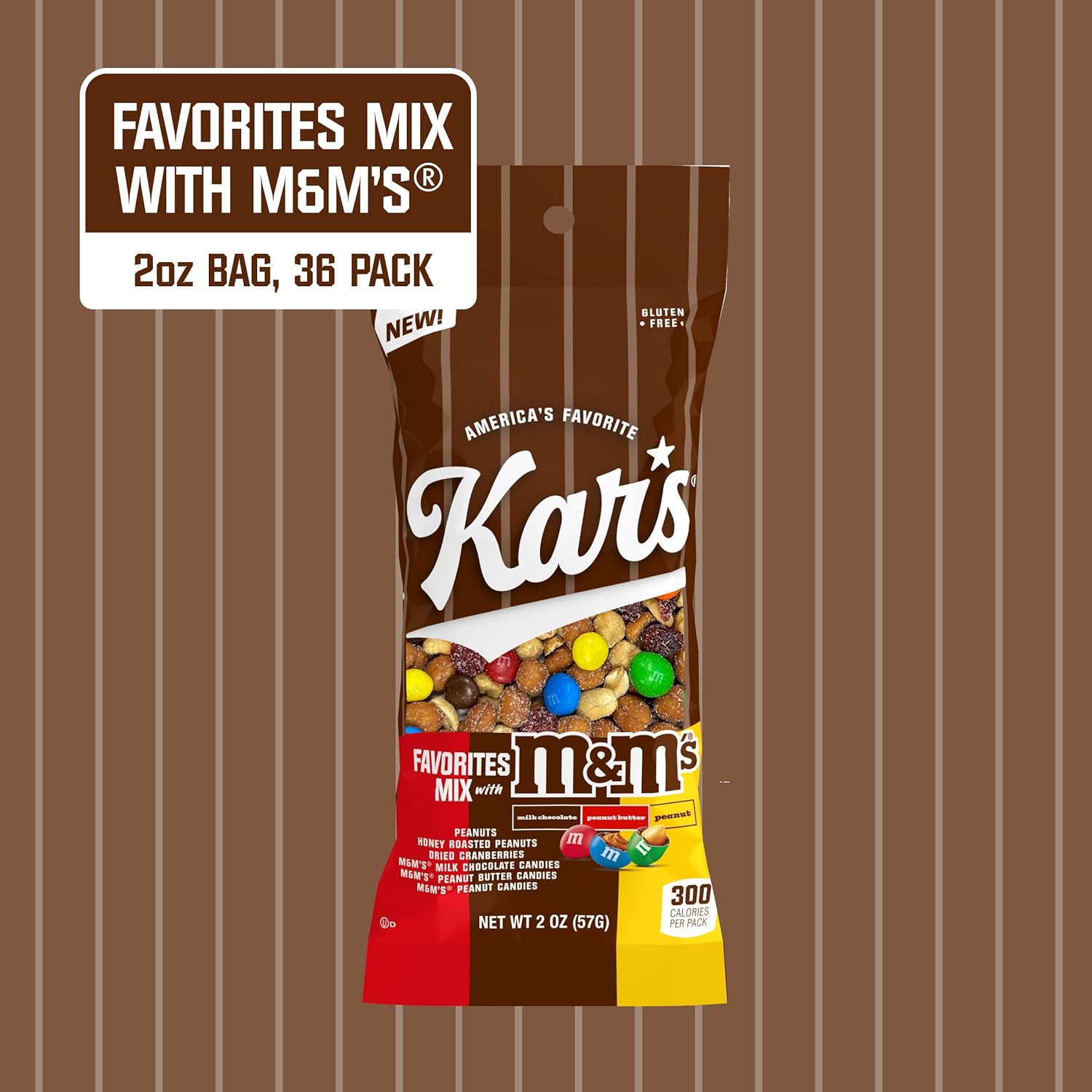 Kar’s Nuts Favorites Mix with M&M'S Candies Trail Mix, 2oz Grab & Go Bags (Pack of 36), Gluten-Free Trail Mix Snack