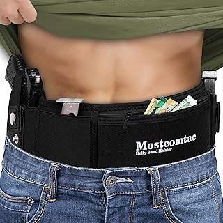 Belly Band Holster for Men & Women - Comfortable Carry Gun Holster for 9MM and 380 with Breathable Neoprene, Fits Glock 19 17 42 43 43x, Taurus, Ruger LCP, S&W M&P Shield for Most Handguns