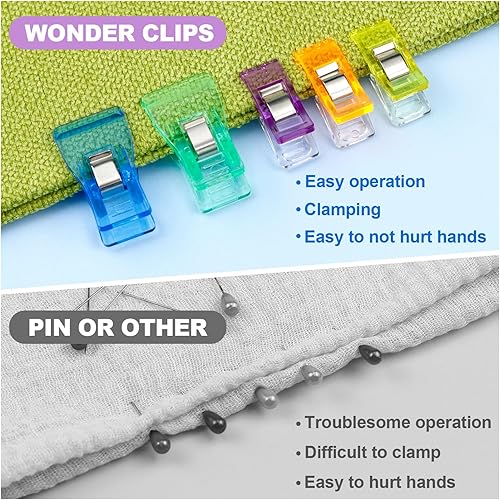 Miniatura 4 de FIVEIZERO 90 clips de costura multiusos, clips de costura multicolor para tela con caja de hojalata para suministros de costura, trabajo de papel,