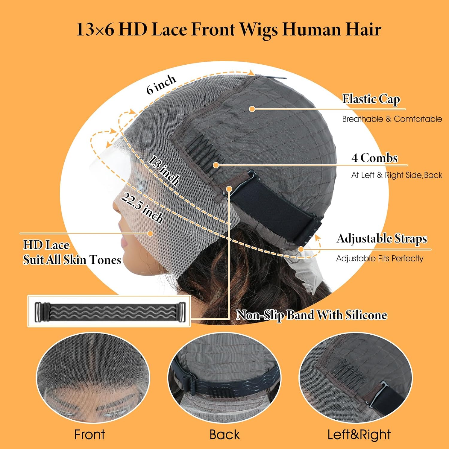 SIYUSI 30 Inch Honey Blonde Ombre Lace Front Wig Human Hair 180 Density 13x6 Loose Wave Lace Front Wigs Human Hair Pre Plucked HD Lace Front Wig with Natural Hairline 4/30/27 Colored