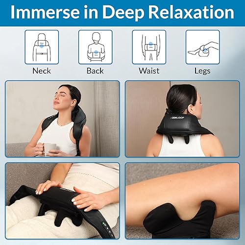 Vista 2 de ZENLOOP Masajeador de cuello y hombros ultra cómodo, terapia avanzada de amasado 4D con calor relajante, recargable USB-C, diseño ajustable, uso