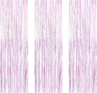 PMU 3 Pack Metallic Fringe Curtains | Metallic Foil Fringe Backdrop Curtains | Fringe Backdrop for Graduation, Birthday Party Decorations, Baby Shower, Disco Party |Iridescent Opal, 3ft x 8ft, Pkg/3