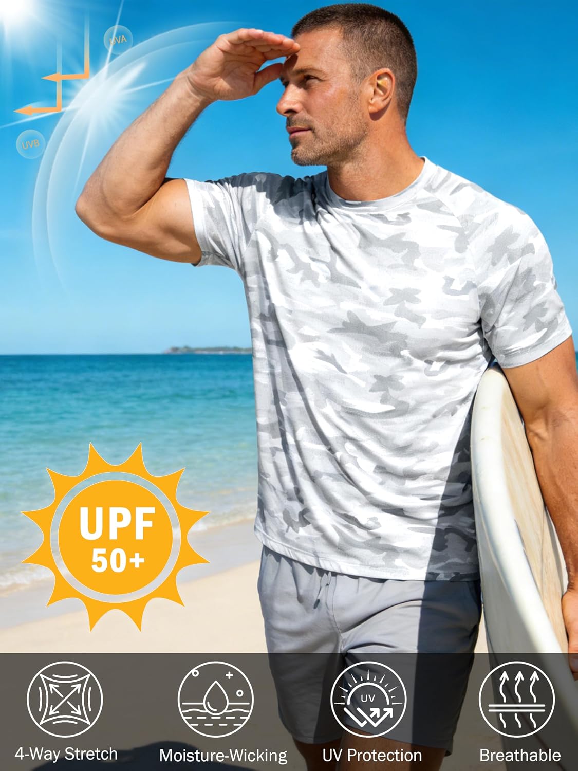 Men's Camo Long Sleeve Shirts Sun Protection Athletic Shirts Quick Dry Lightweight