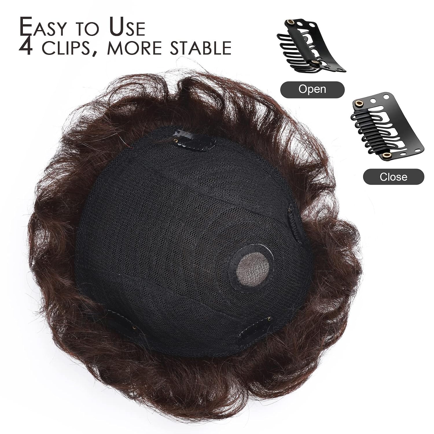 MY-LADY Toupee for Men Hair Pieces 6.3"x7.5" Real Human Hair Replacement System Clip in Hairpiece Medium Brown