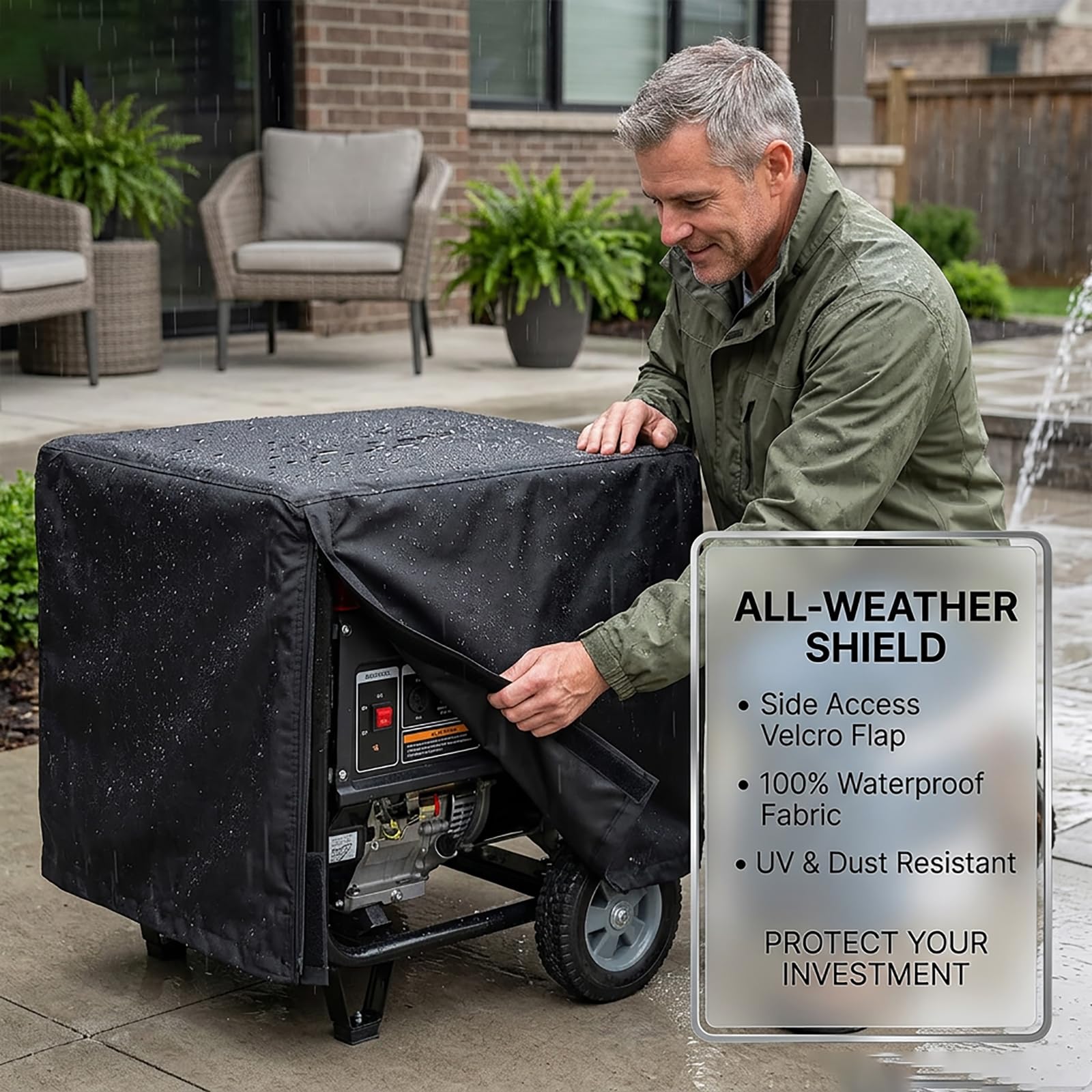 Generator Abdeckung Wasserdicht für Einhell TC-PG 35/E5 2021-2026, Schutzhaube für Stromerzeuger Oxford Gewebe Reißfest, Outdoor Schutzhülle für Portable Generatoren,B Grey