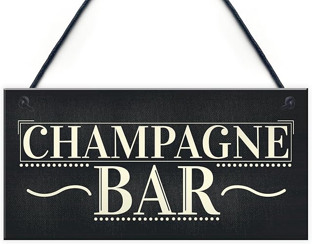 RED OCEAN Champagne Bar Hanging Sign Gin & Tonic Pub BBQ Party Vintage Chic Alcohol Friendship Gift