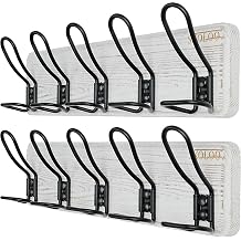 SKOLOO Durable Wall Coat Rack with 5 Double Hooks - Heavy-Duty Iron, No Assembly Required, Ideal for Family Entrances, Mudrooms, Classrooms & Hallways - Scratch/Chip Resistant Finish, White, Pack of 2