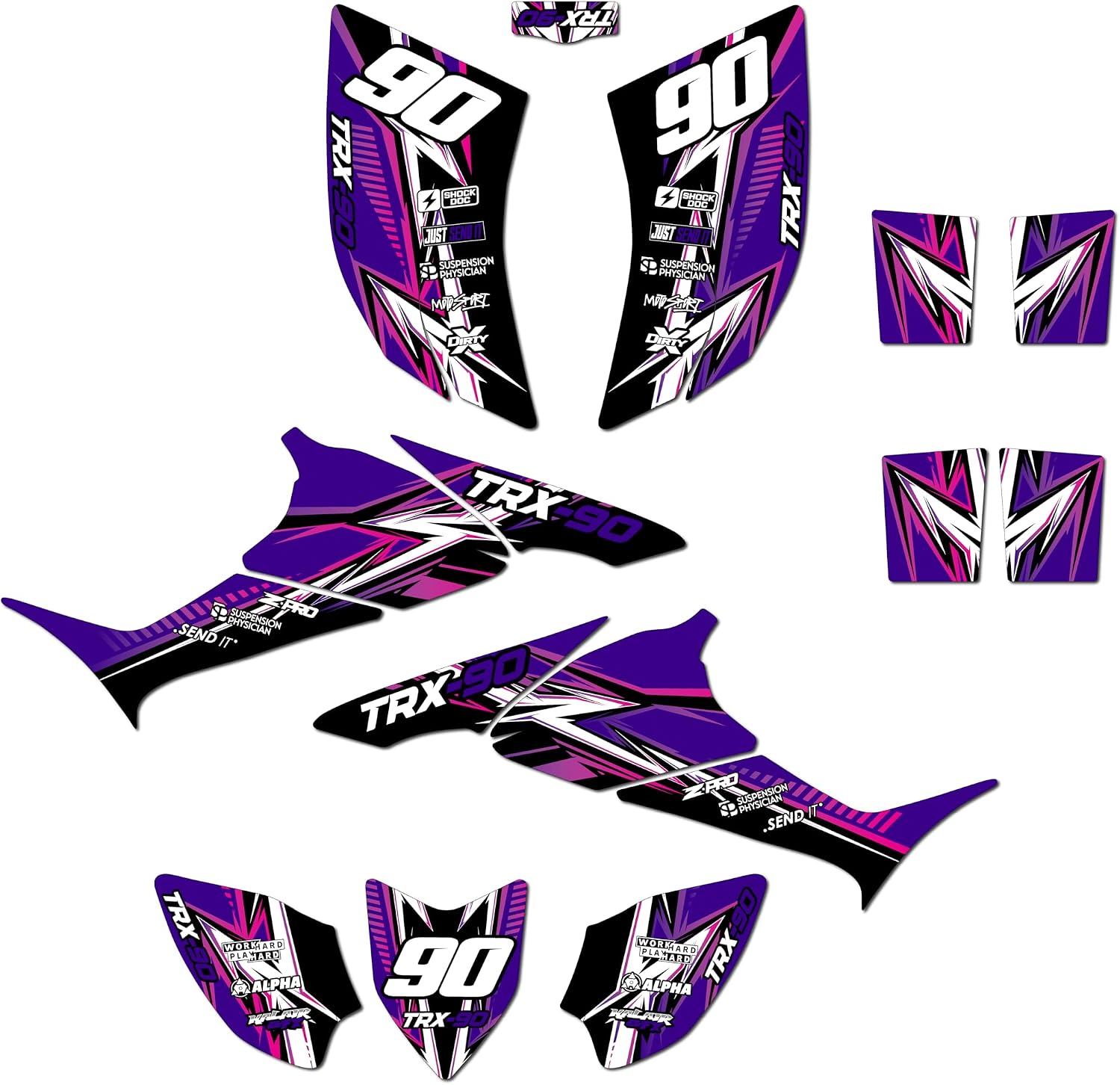 Graphics Kit for Honda TRX 90 (2006-2024) Shred Series Cm 16 Mil- ATV UTV Custom Racing Graphics Stickers Decals Kit, no-plastics
