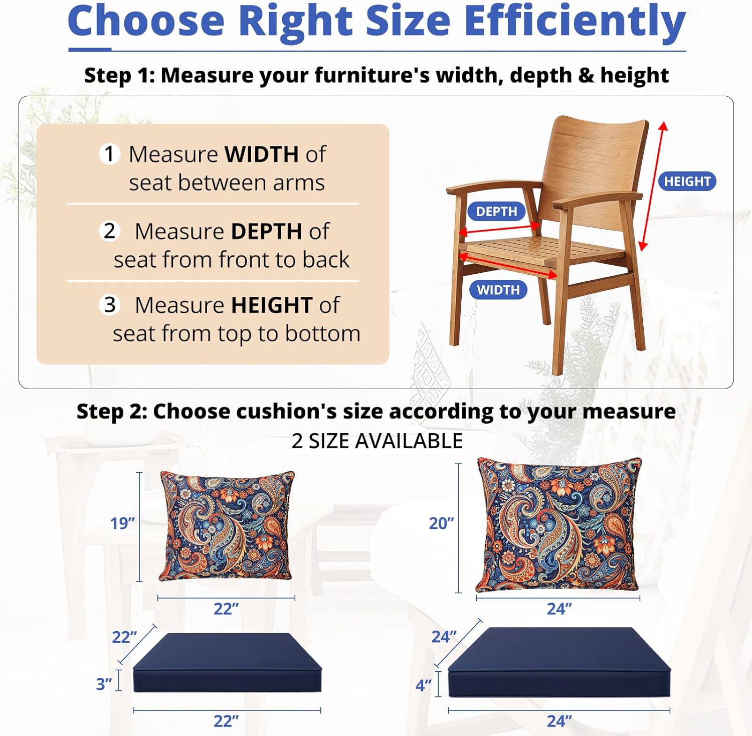 Fabuday Outdoor Chair Cushions Patio Furniture - 24 x 24 Inch Deep Seat & Back Pillow Rain-Proof Cover Removable Replacement with Ties for Wicker Sofa Couch Sunbrella Outside Red Floral