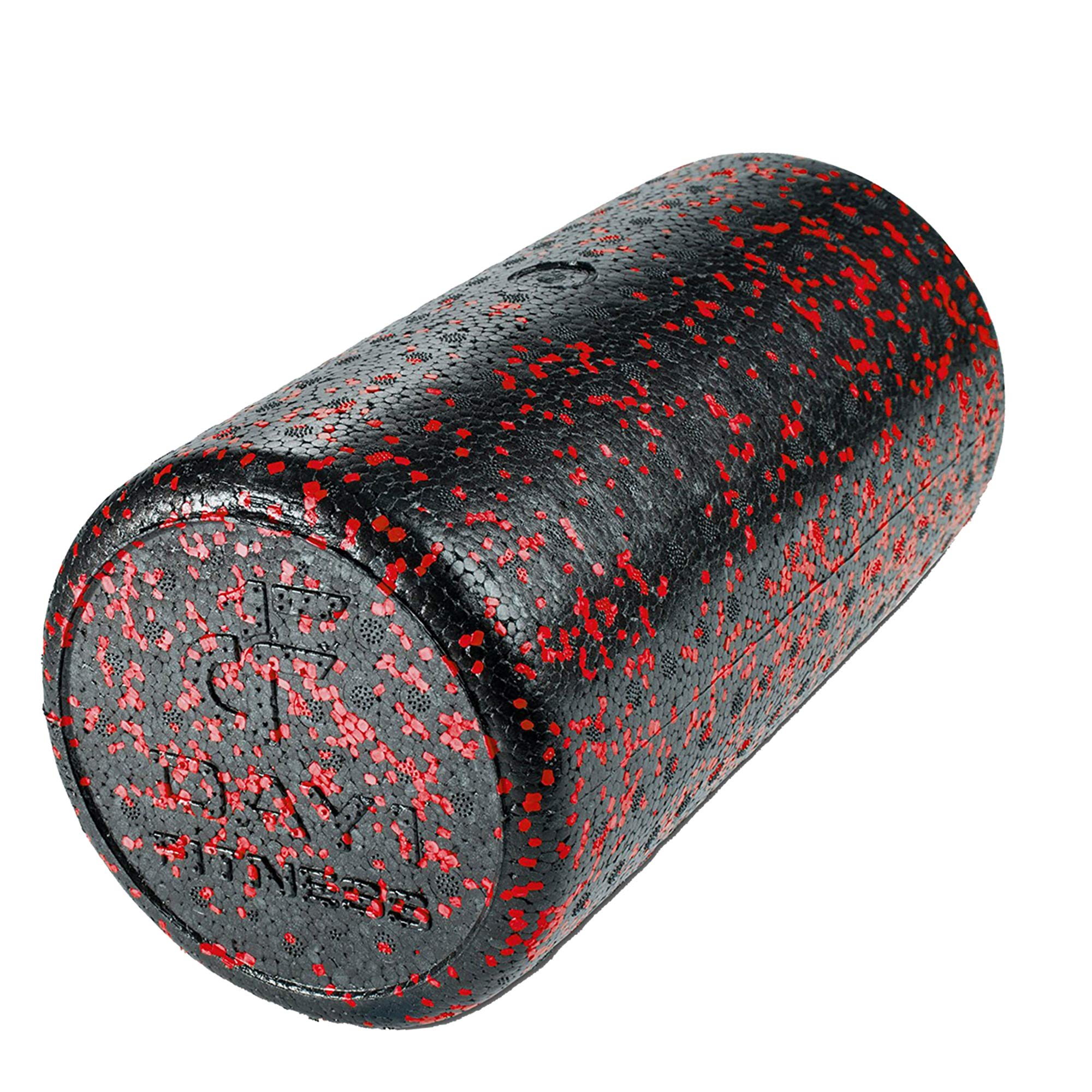 High Density Muscle Foam Rollers by Day 1 Fitness - Sports Massage Rollers for Stretching, Physical Therapy, Deep Tissue, Myofascial Release - Ideal for Exercise and Pain Relief - Speckled Red, 12”