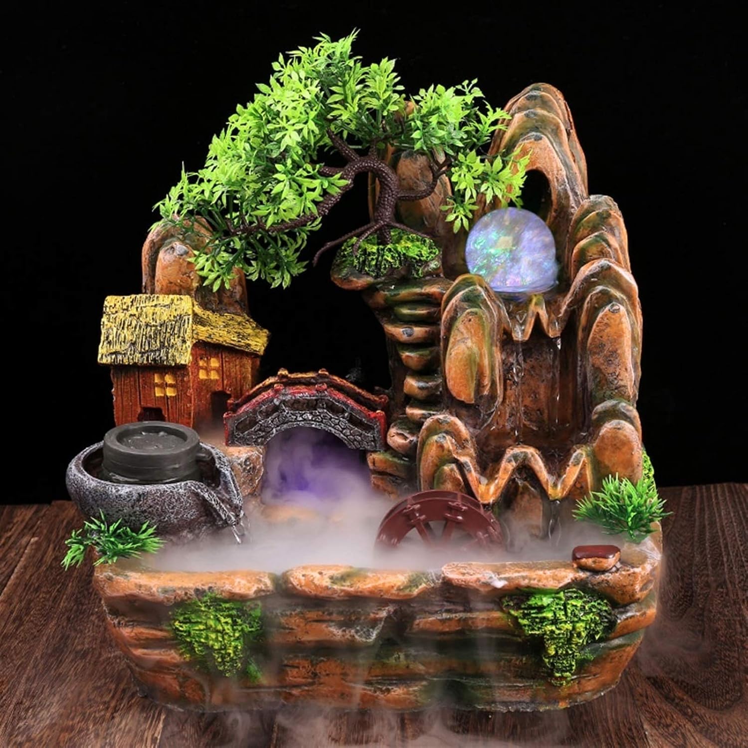 Tabletop Fountain Rockery and Water Decoration Fountain Living Room Home Interior Transfer Decoration Tabletop Fountain Indoor Fountain Waterfall Gift Desktop Fountain