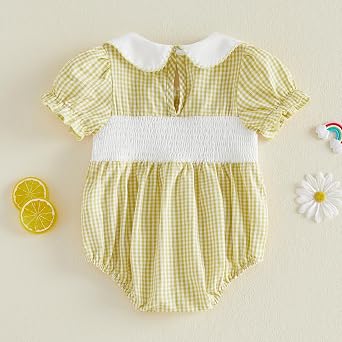 Baby Girl 1st Birthday Outfit Strawberry Smocked Romper Shirt