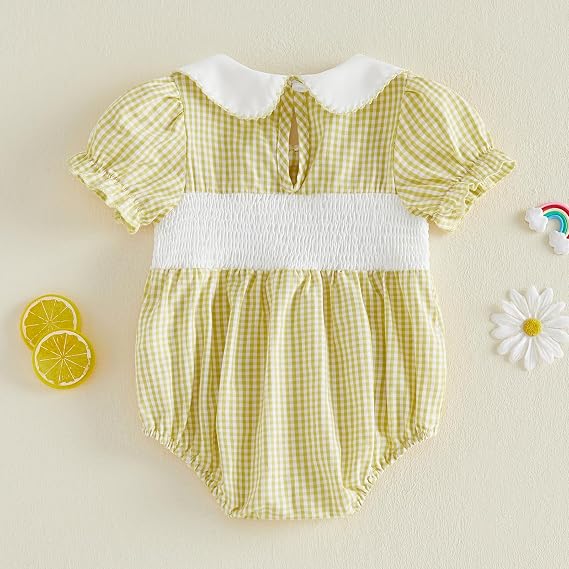 Baby Girl 1st Birthday Outfit Strawberry Smocked Romper Shirt