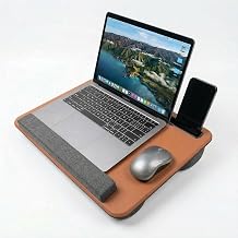 Portable Lap Laptop Desk with Pillow Cushion, Fits up to 15.6 inch Laptop, with Anti-Slip Strip & Storage Function for Home Office Students Use as Computer Laptop Stand, Book Tablet