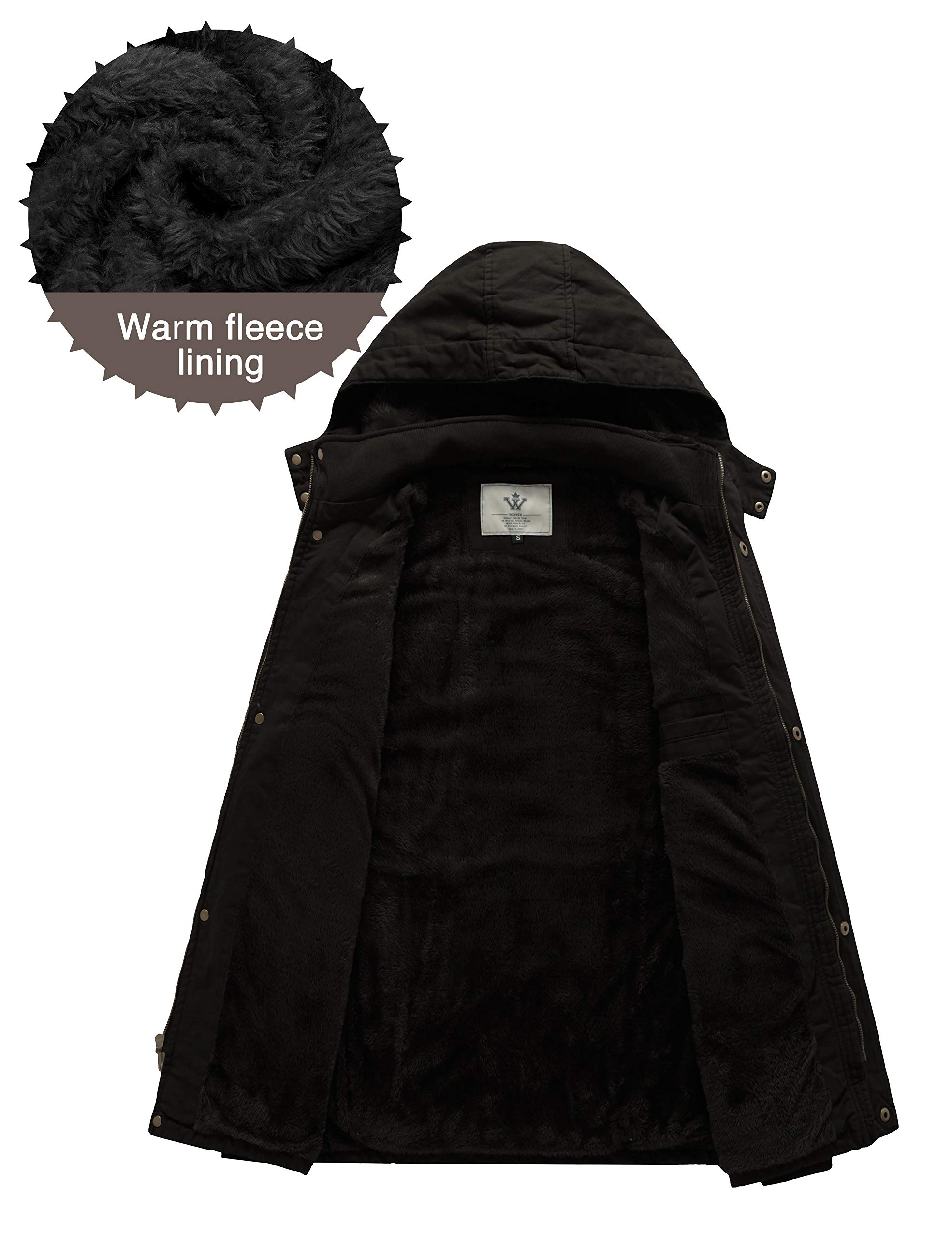 WenVen Giacca Militare Calda Invernale Cappotto con Cappuccio Staccabile a Vento Parka da Esterno Media Lunga Giubbotto Imbottito in Cotone Uomo