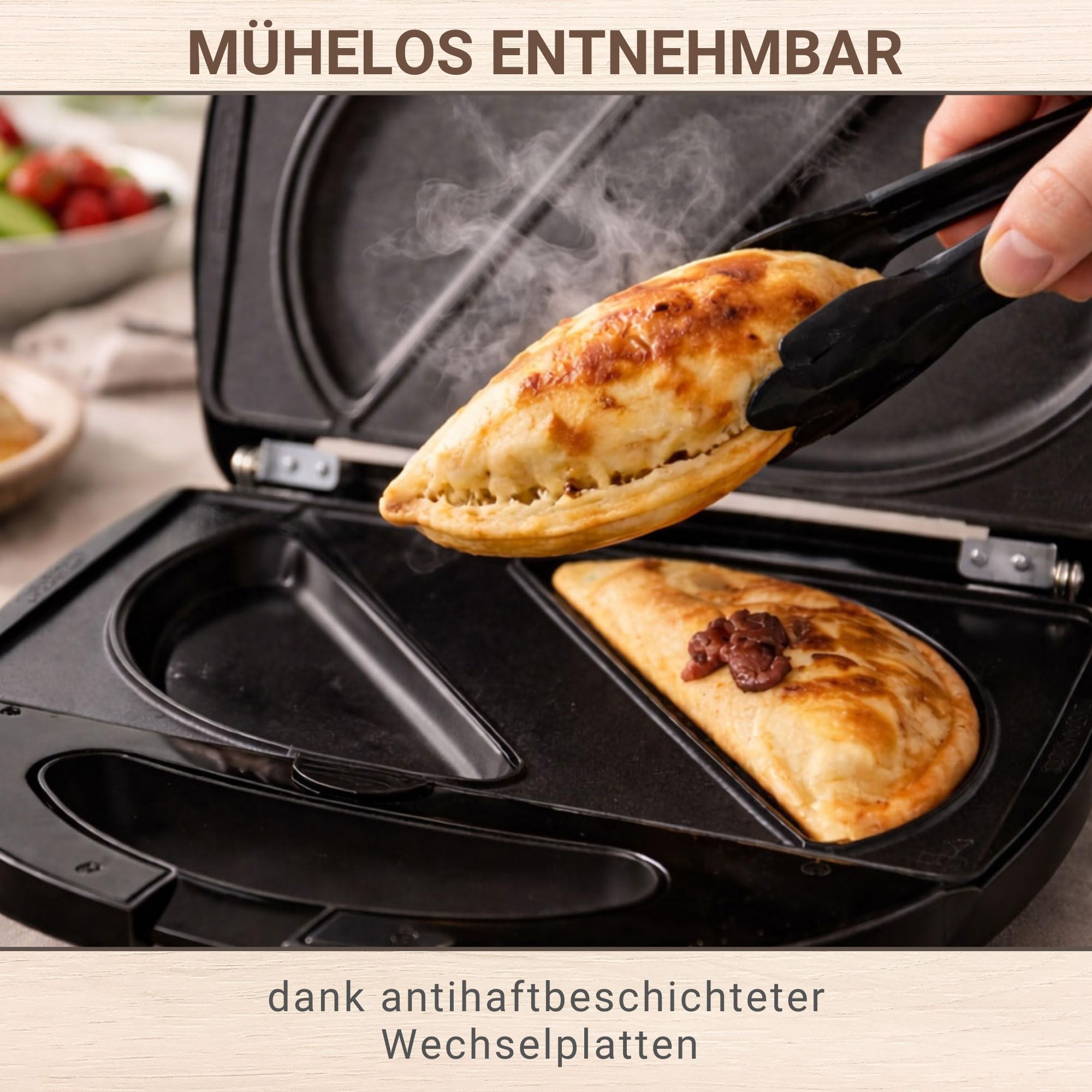 Syntrox Germany Empanada Maker Teigtaschenmaker Chefmaker SM-1300W Empanada mit herausnehmbaren Backplatten
