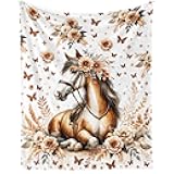 Horse Blanket for Boys Girls, Cool Horse Themed Design Printed Throw Blankets for Kids Lap, Chair Sofa, Warm Soft Cozy Blanket, 40