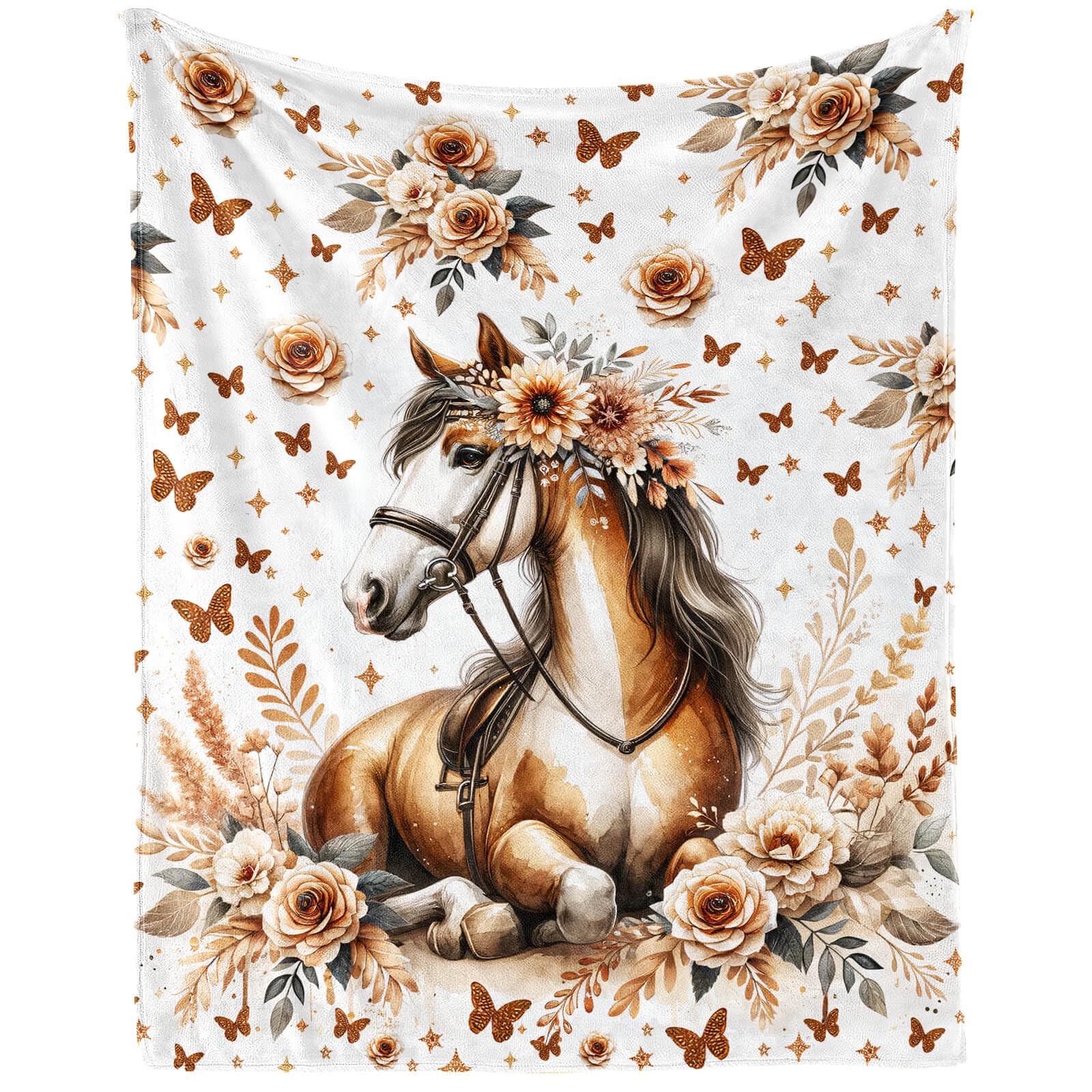 Homieblanket Horse Blanket for Boys Girls, Cool Horse Themed Design Printed Throw Blankets for Kids Lap, Chair Sofa, Warm Soft Cozy Blanket, 40