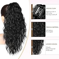 Vista 3 de REECHO Extensión de cola de caballo, extensión de cola de caballo de 18 pulgadas con clip de garra para mujer, extensiones de cabello largo, rizado