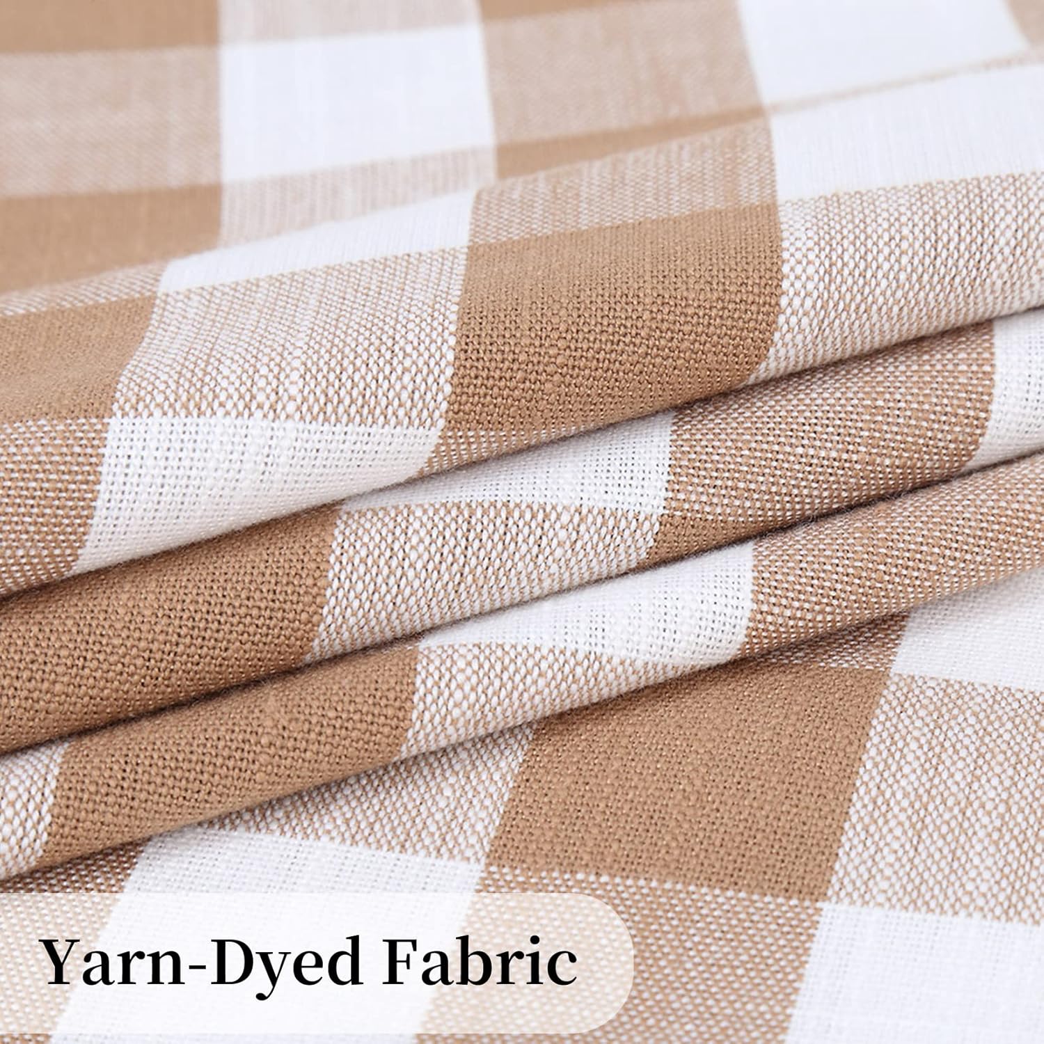 GlowSol Tie Up Window Curtains Gingham Check Curtains for Living Room Kitchen Curtains Adjustable Tie Up Shade Cafe Window Curtains Rod Pocket, 42×63 Inches, 1 Pcs