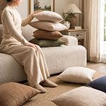 Throw Pillow Covers 18x18 Inch Set of 2 Decorative Linen Textured Spring Modern Square Accent Cushion Covers Boho Farmhouse for Sofa Chair Couch Bed Living Room Home Decor, Olive Green