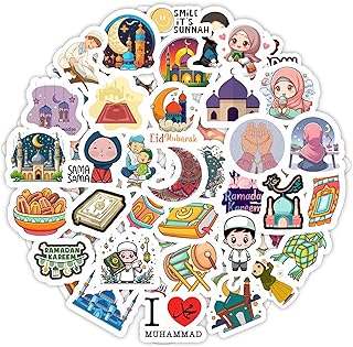 BulbaCraft Islamic Stickers for Ki_ds, Muslim Stickers for Water Bottle and Laptop - Islam Party Favors & Decorations, Ramadan Waterproof Vinyl Decals, Gifts for Women & Men