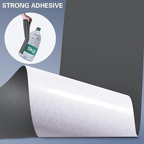Miniatura 5 de Kit de parches de reparación de cuero autoadhesivo, 31.5 x 16 pulgadas, cinta de reparación de cuero de vinilo grande para muebles, asiento de