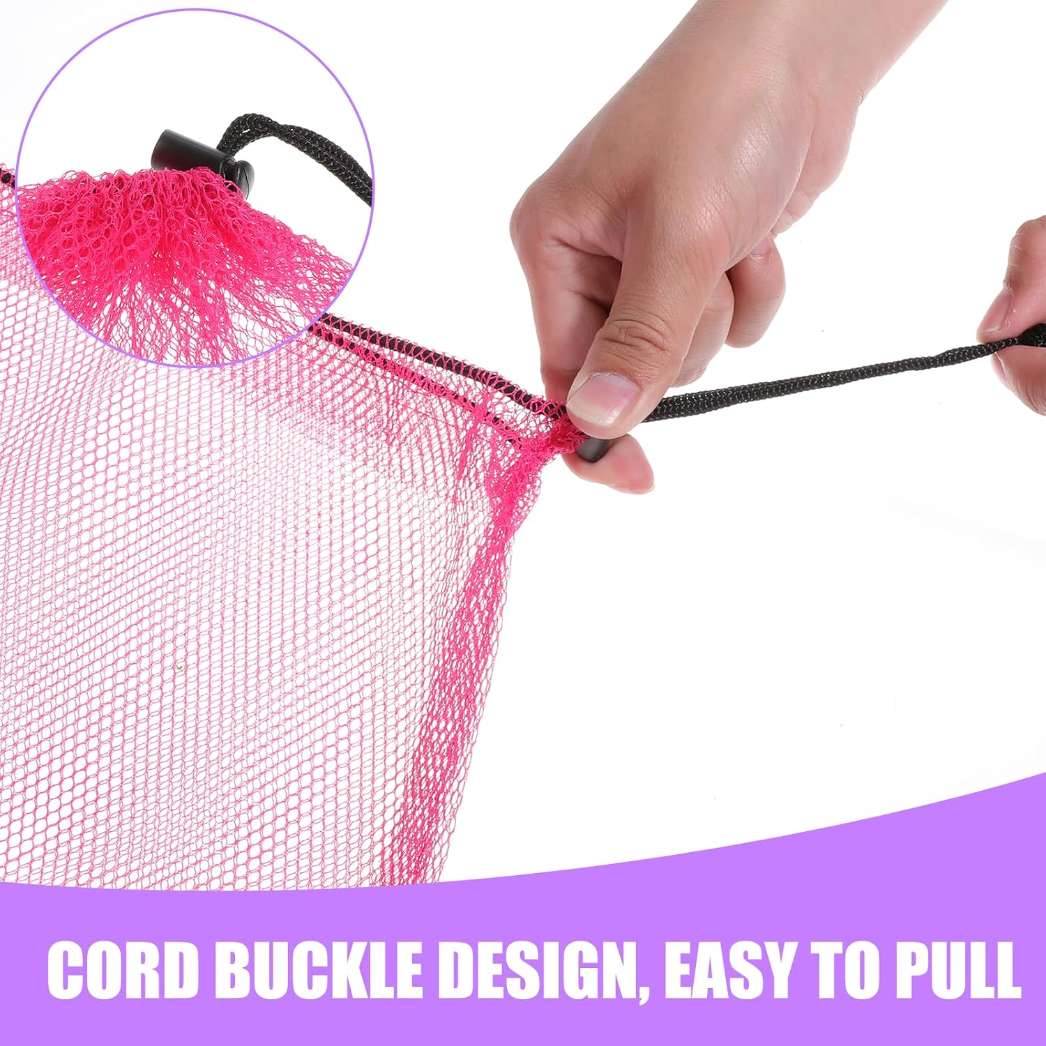 5 Pcs Mesh Drawstring Bag with Lock, Colorful Net Bag Large Mesh Laundry Bags Nylon Storage Bags for Stuff Sack Pouch Pool Beach Bath Organizer Gym Swim Produce Gift 15.7 X 13.7 Inch