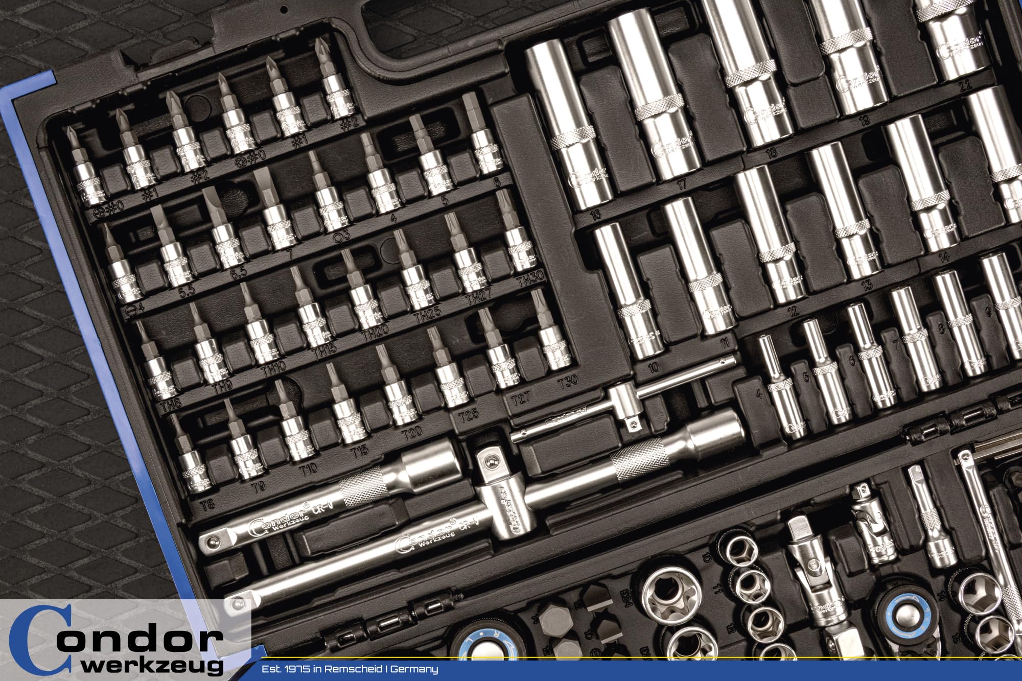 Condor Werkzeug 38180 | Steckschlüssel-Satz Sechskant | 180-teilig | Antrieb 1/4" + 3/8" + 1/2" | mit Koffer | xcess performance