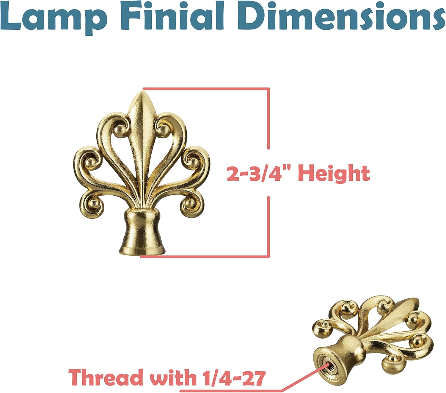Aspen Creative 24053-07-1, Finial for Lamp Shade, Brass Finish, 2-3/4" Height