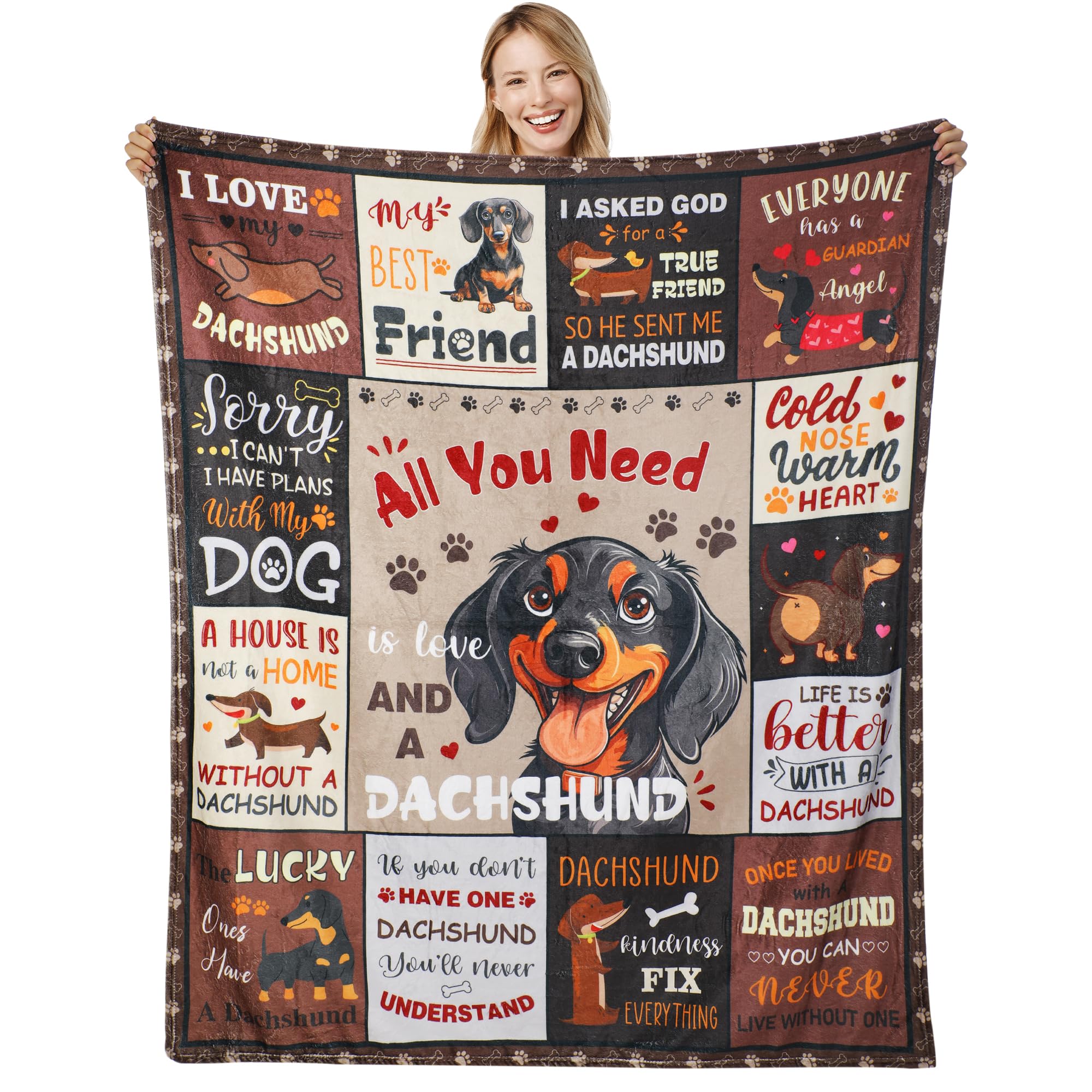 Bonita manta de perro salchicha, manta de franela cálida, suave y acogedora para sofá cama, regalo temático de perros, regalos para amantes de los perros, 50 x 60 pulgadas