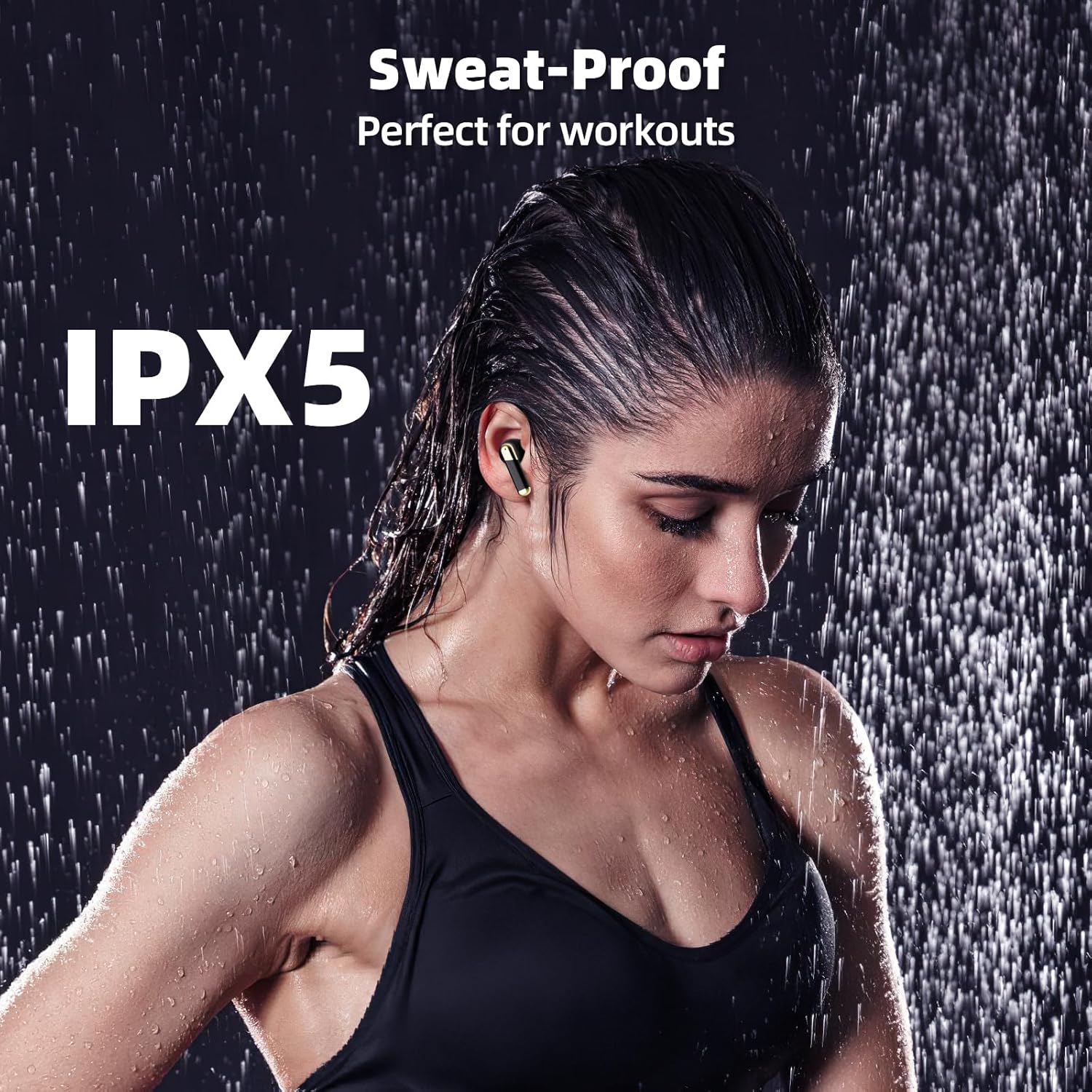 Promise Wireless Earbuds Bluetooth5.3 Earphones,40Hrs Play, ENC Noise Cancelling Mic,13mm Deep Bass,Remote Control for TikTok,YouTube Shorts Like,Smart Phone Laptop Computer Sports Headphones(Black) image 3