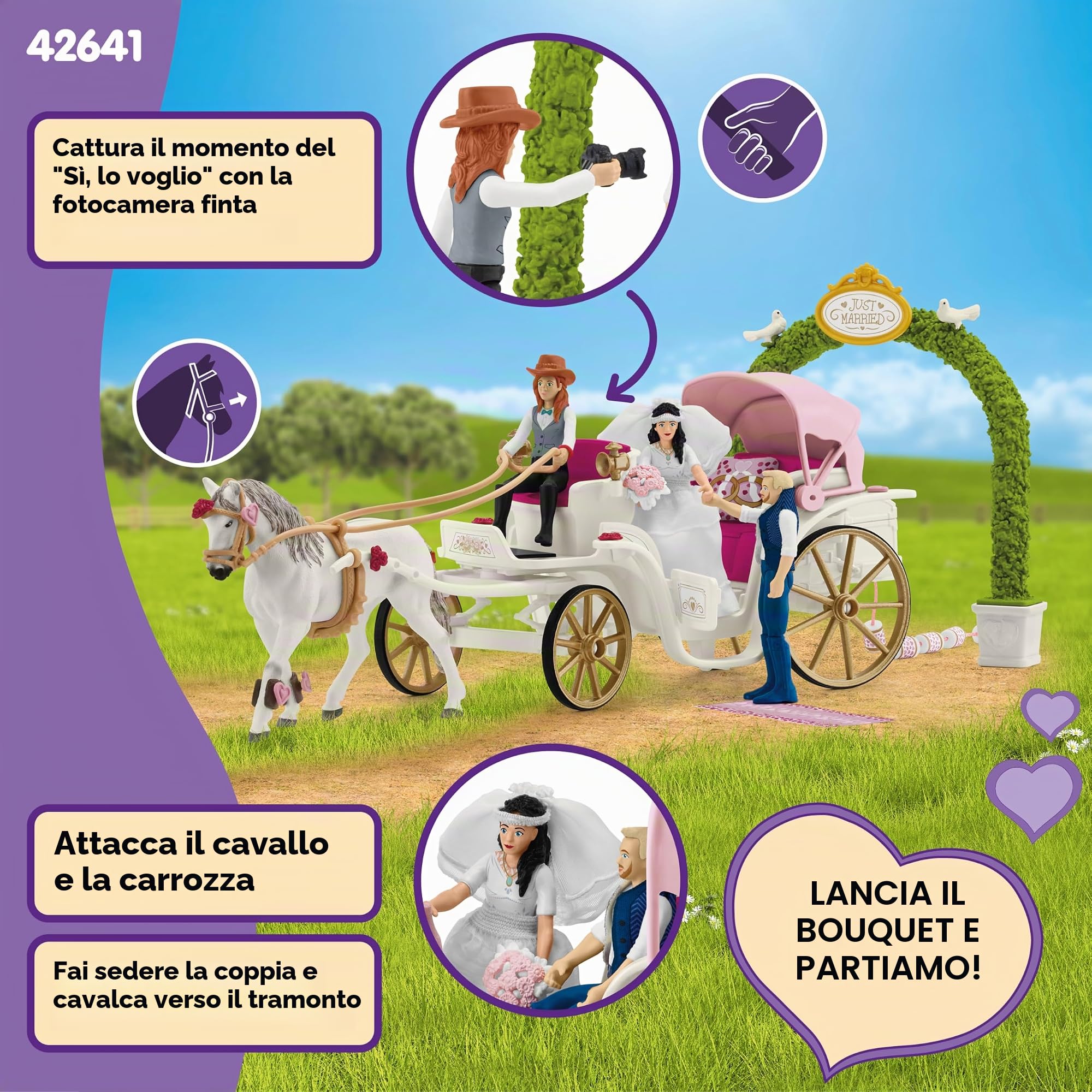 Schleich HORSE CLUB | Carrozza nuziale 42641 | dai 5 anni | 106 pezzi