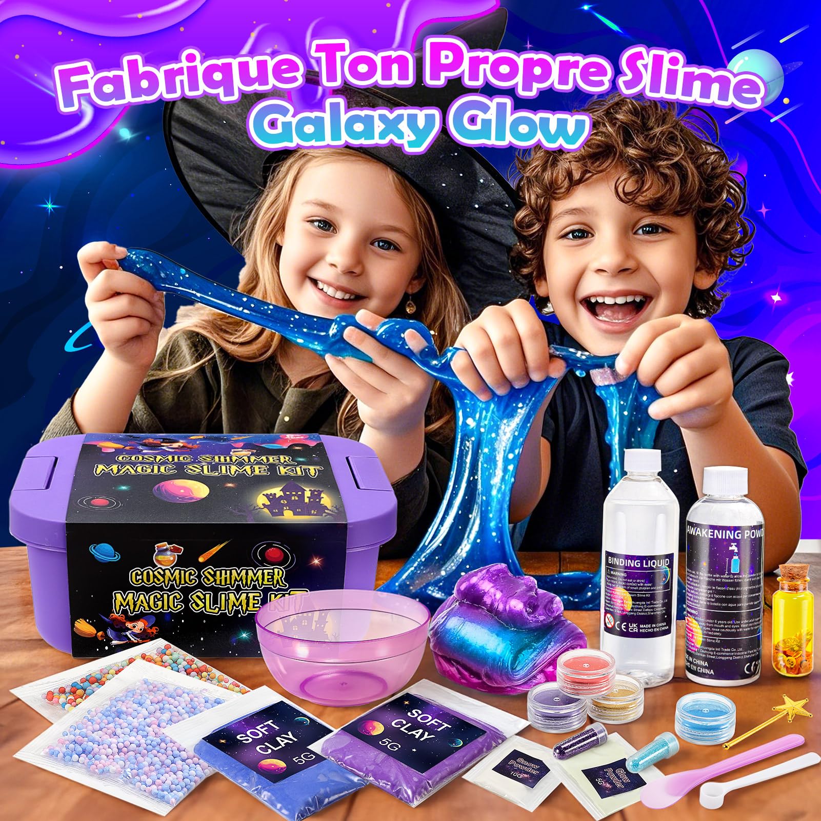 iKidiki Slime Enfant 6 7 8 9 10 11 12 Ans, Cadeau Fille 6-12 Ans Slime Fluffy Jouet Fille 6-12 Ans Galaxy Slime Kits de Loisirs Créatifs Activites Manuelles pour Enfants Potion Magique Enfant