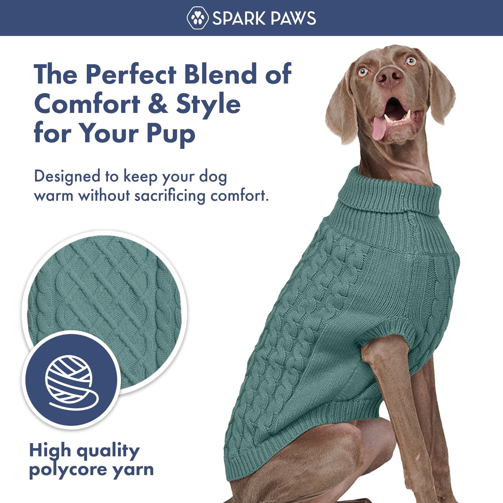 Spark Paws Pull en tricot pour chien - Pull d'hiver ultra doux et chaud pour chien | Pull extensible pour chiens de petite, moyenne et grande taille, bouledogue français, pitbull, pour filles et garçons