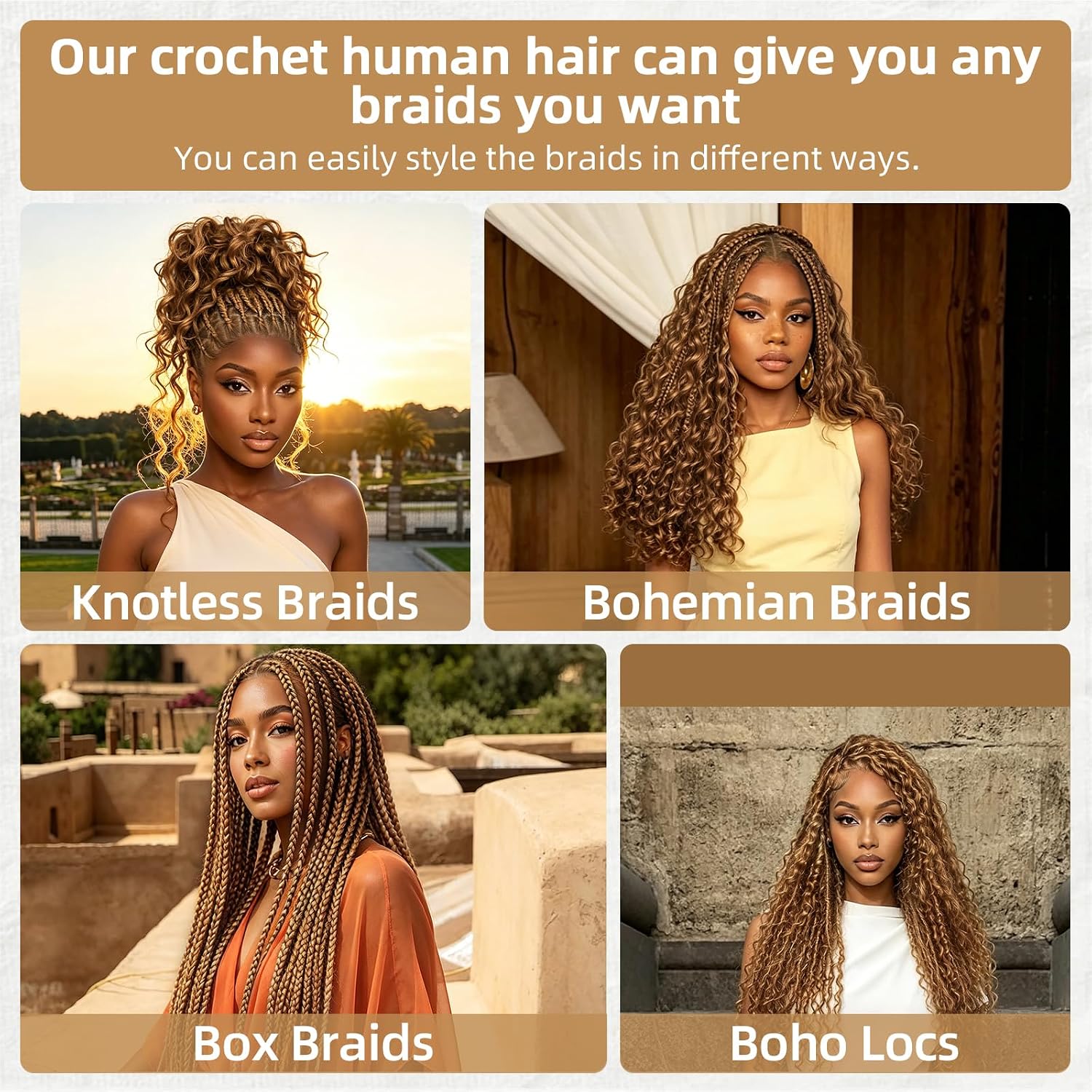 Human Crochet Hair for Black Women 14 Inch 120g Pre Separated 100 Strands Deep Wave Feather Crochet Human Hair Extensions 30# Light Auburn Invisible Miracle Knots Boho Hair Bundles thumbnail