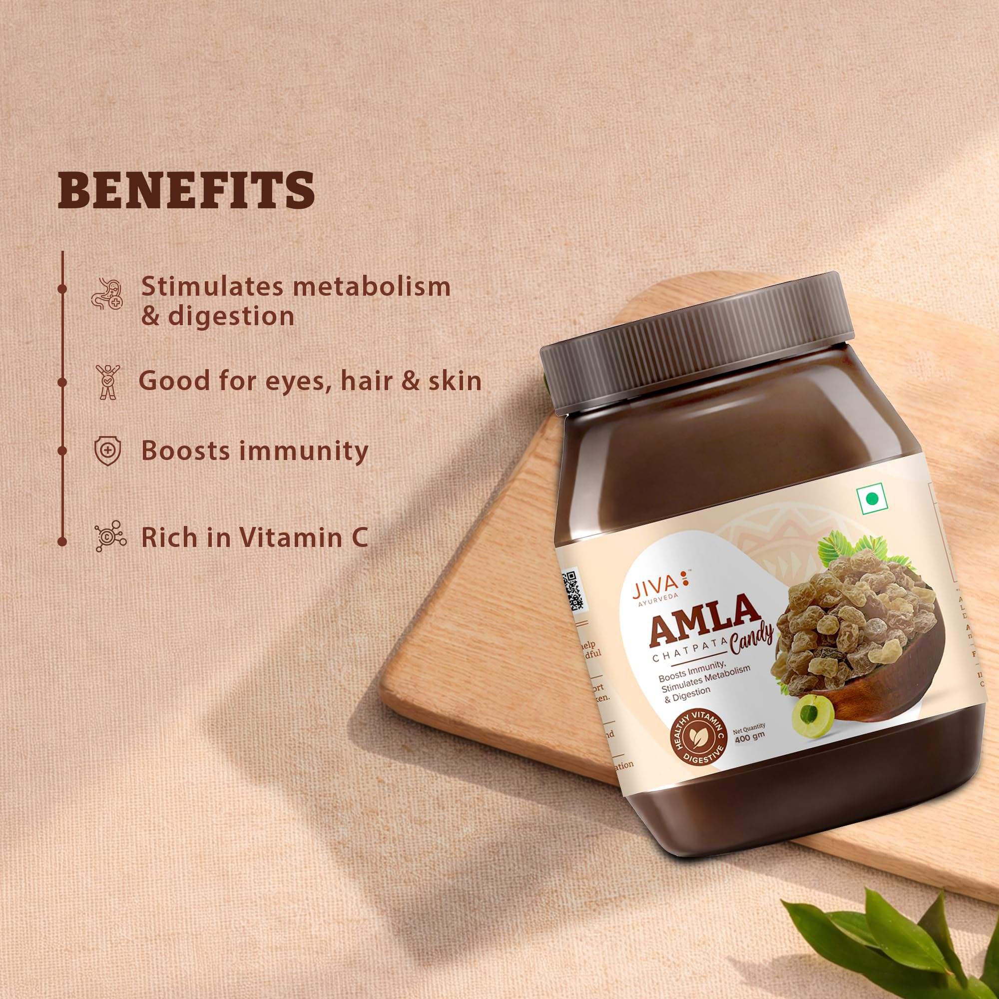 Jiva Amla Chatpata Candy 400gm | Rich In Dietary Fibres & Vitamin C, Boosts Immunity, Supports Healthy Digestion (Pack Of 1) 3