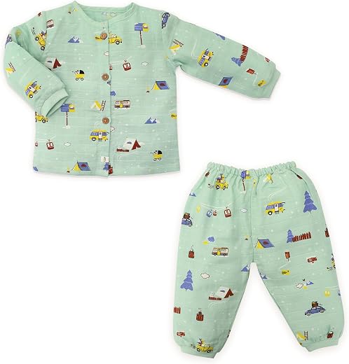 HONCHO BABY - Organic Cotton Muslin Full Sleeves Top and Pant | Sleepsuits | Boys &amp; Girls | Pyjama Set | Lounge Sets| 0 Mo...