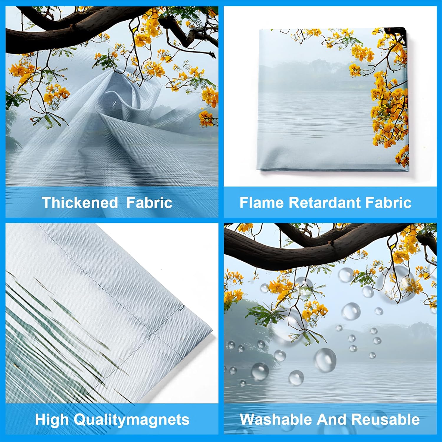 2 Pack Fluorescent Light Covers- 4 x 2 Feet Magnetic Ceiling Light Cover Room Supplies (Lake)