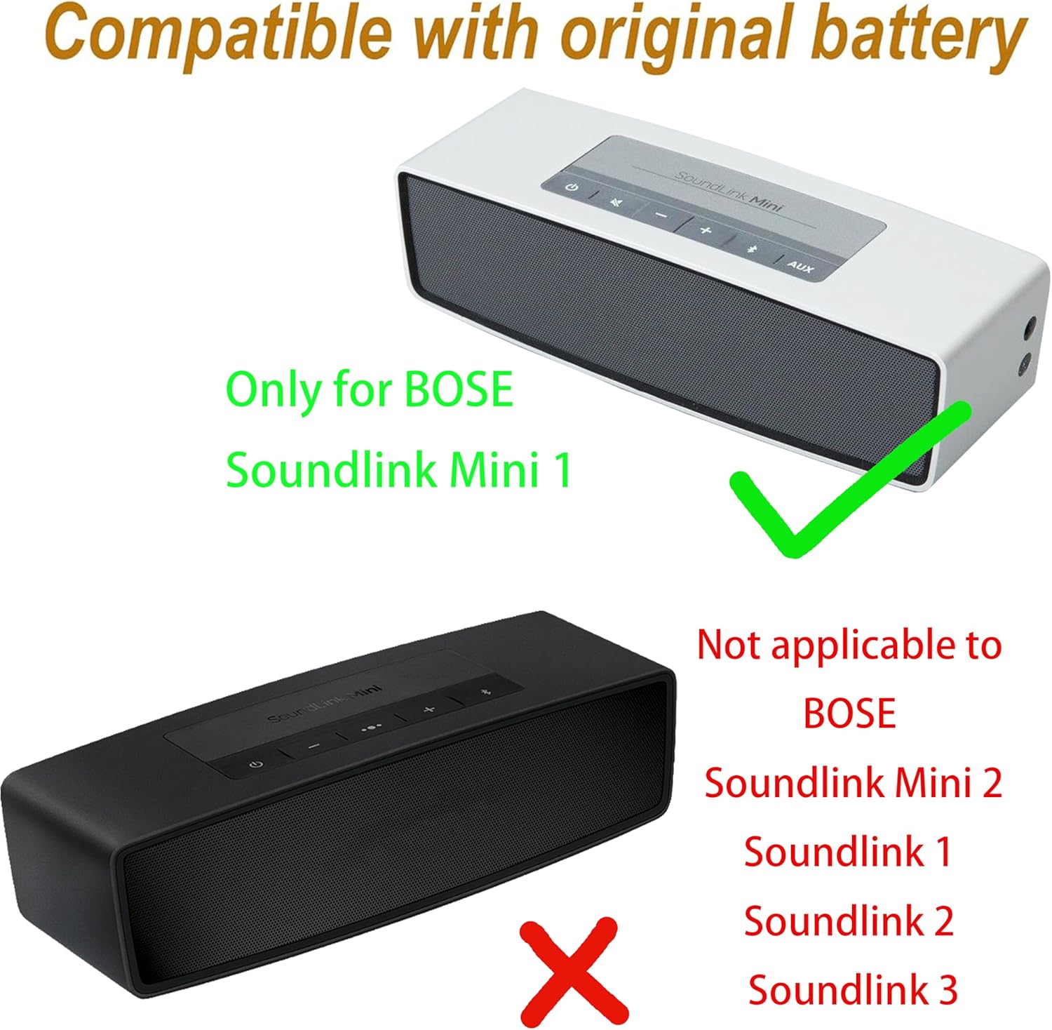 7.4V 2600mAh Li-ion Soundlink Mini 1 Battery Compatible with 061384 061385 061386 (!!!Not Applicable to Other Models of Audio Equipment!!!) - Image 2